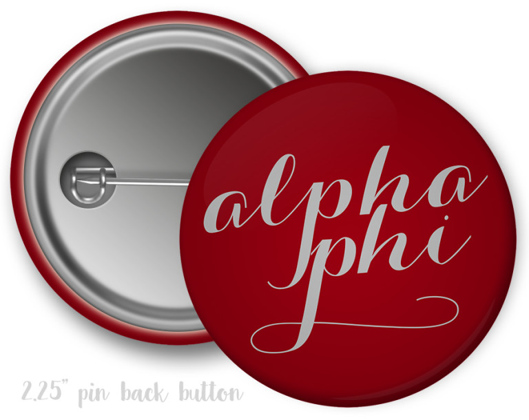 Alpha Phi Script Button - Uptown Greek