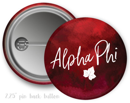 Alpha Phi Watercolor Script Button - Uptown Greek